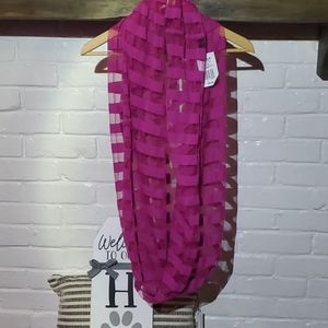 Pink striped infinity scarf